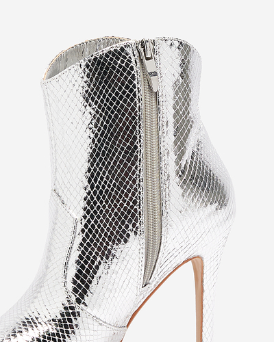 Bottes à talons aiguilles argentées avec gaufrage Meshlia - Chaussures