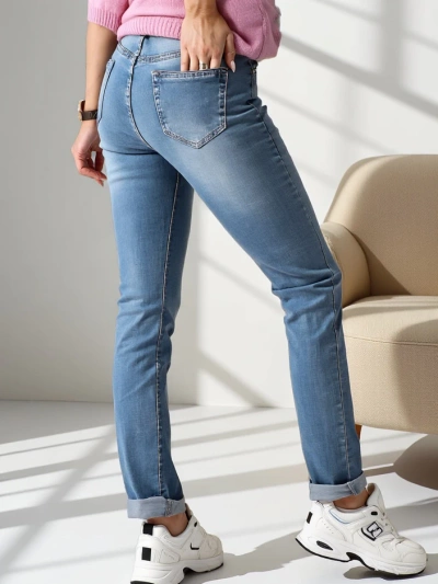 Royalfashion Jeans droits en coton pour femmes