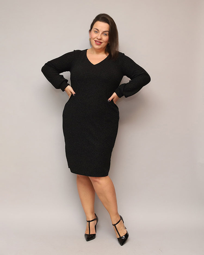 Royalfashion Robe pailletée pour femme avant le genou en noir PLUS SIZE
