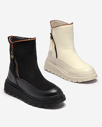 Crème Bottes à talon plat pour femmes Mefina- Footwear