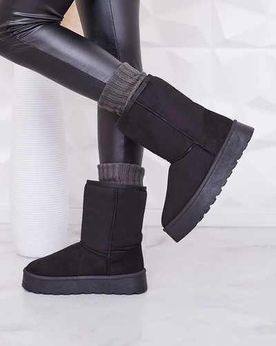 Bottes de neige isolées en daim écologique pour femmes en noir Xetik - Footwear