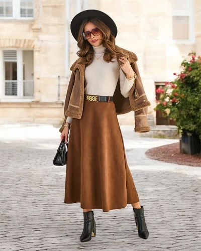 Jupe midi femme Royalfashion en suédine