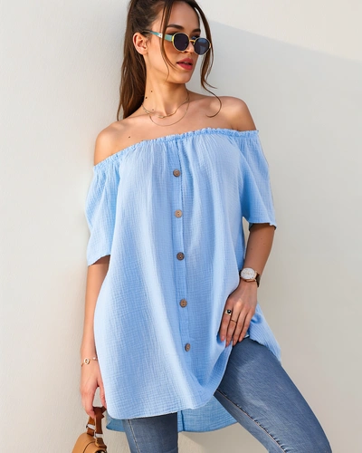 Blouse en coton Royalfashion pour femmes à l'espagnole avec boutons décoratifs