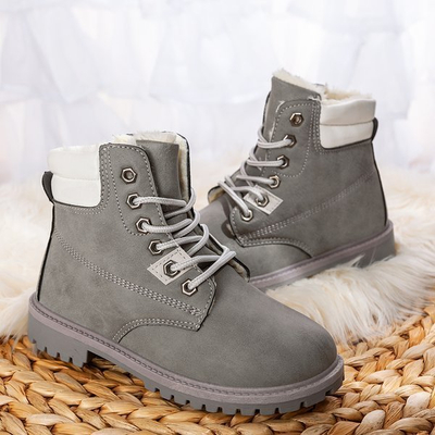 Bottes de randonnée enfants en éco-cuir cabri grises - Footwear