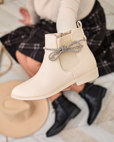 Royalfashion Bottes crème pour femme a'la sztyblety avec zircons Tardere