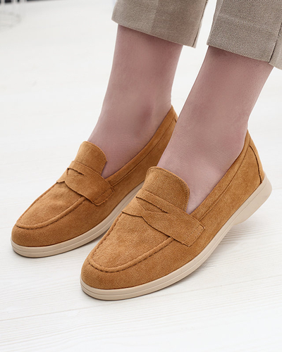 Mocassins femme en éco-suède couleur camel Daffer- Footwear