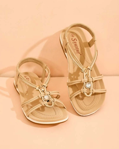 Royalfashion Sandales à zircon pour femme Solin