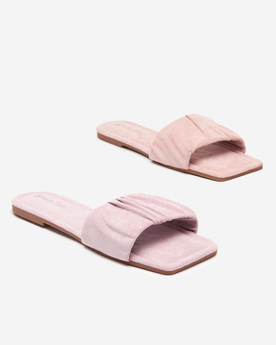 OUTLET Chaussons plats femme en éco-daim rose Nesico - Souliers