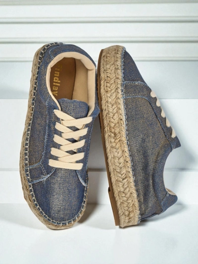 Aurelia Denim Espadrillos – sneakers pour femmes à talon plat et en tissu