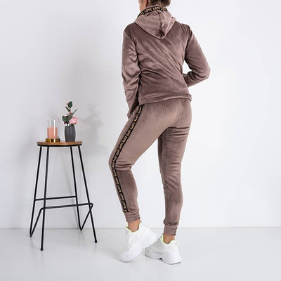 Sweat-shirt chaud femme marron avec rayures - Vêtements