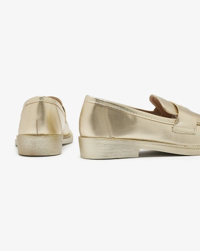 Mocassins dorés pour femme en cuir écologique Zibom- Footwear