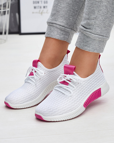 Chaussures de sport blanches pour femmes avec inserts fuchsia Kedeti - Footwear