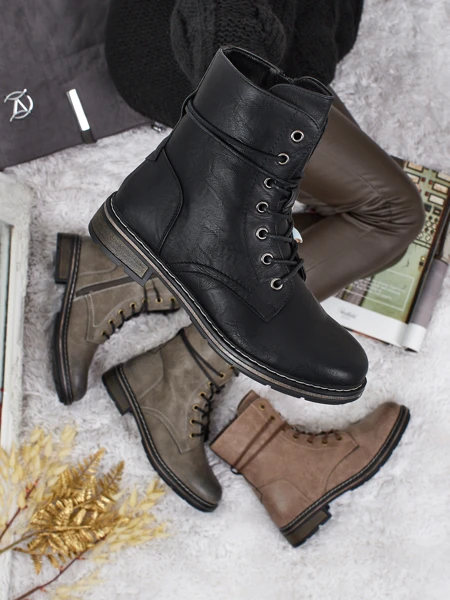 Bottines lacées pour femmes en cuir écologique Ravonna