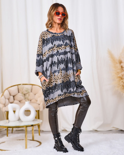 Royalfashion Robe à motifs pour femme en gris