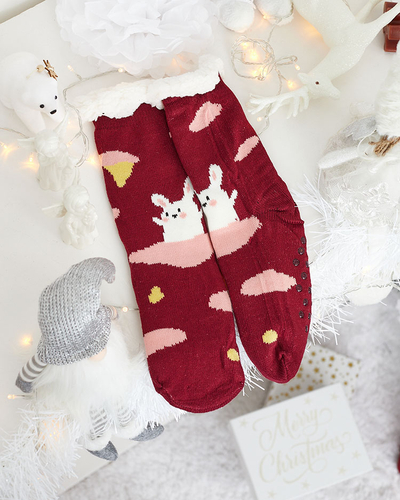 Royalfashion Chaussettes d'hiver pour femmes avec motif de Noël