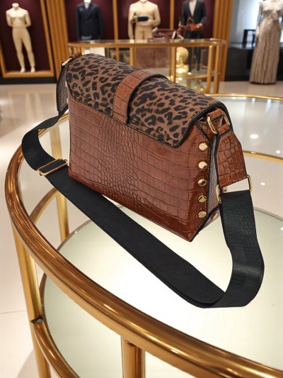 Petit sac à main verni pour femme en cuir écologique Panthere Mist