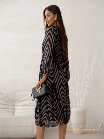 Robe midi à imprimé pour femmes Eleganza Stripes