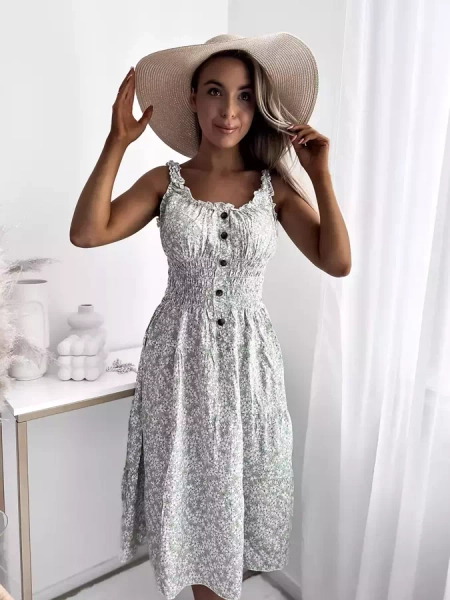 Robe femme longueur genou menthe florale Vêtements