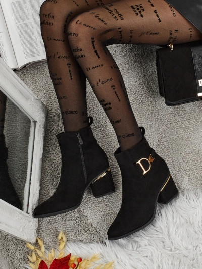 Bottines femme en daim écologique à talon bloc Calyssa