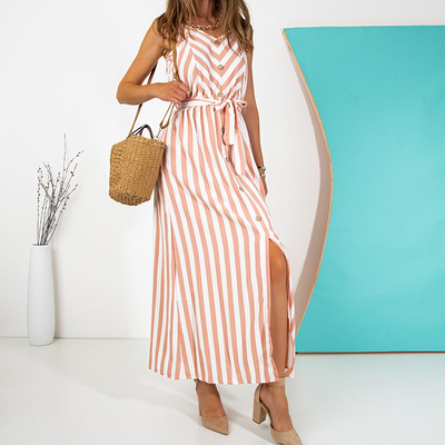 Maxi robe rose et blanche pour femme - Vêtements