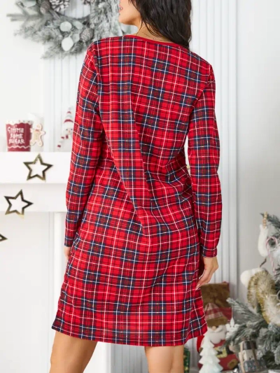 Royalfashion Chemise de nuit pour femmes à carreaux en coton