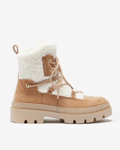 Royalfashion Bottes de trappeur en peau de mouton beige Getatsa
