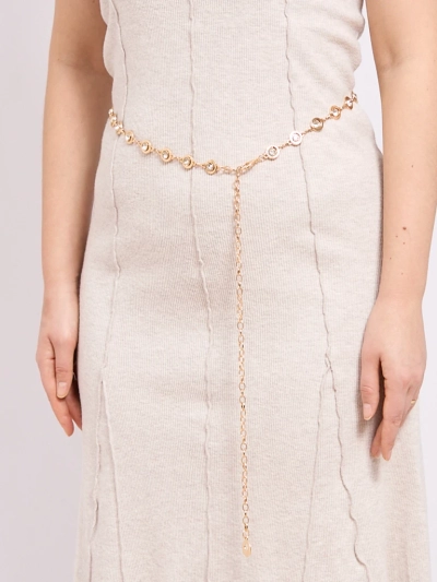 Aurelia Bella Donna – ceinture métallique pour femmes avec cristaux, dorée 115 cm