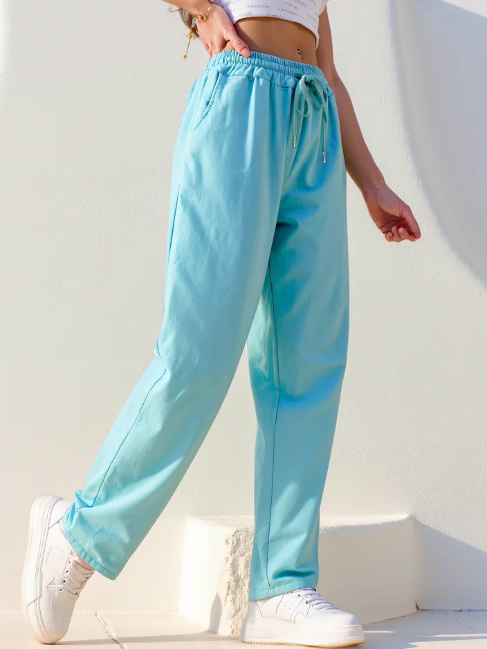 Royalfashion Pantalons droits en coton pour femmes