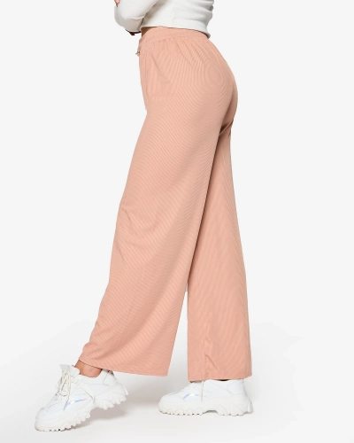 Pantalon palazzo large à plis pour femme rose - Vêtements