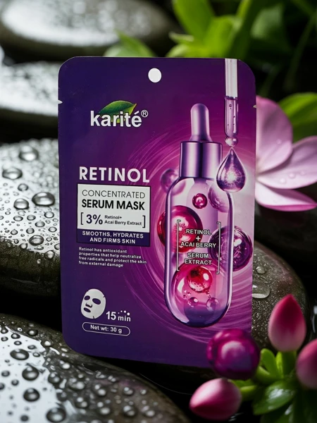 Masque facial en tissu infusé de sérum au rétinol - régénère et lisse intensément la peau