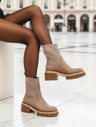 Bottines pour femmes à talon bloc en cuir écologique Ivy Storm