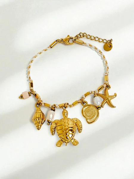 Bracelet Tartaros Aurea – inspiration marine avec des motifs de tortue et de coquillage