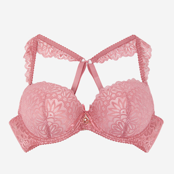 Soutien-gorge femme avec dentelle de couleur rose foncé - Sous-vêtements