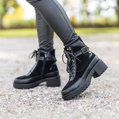 Bottines noires avec gaufrage Alabi - Chaussures