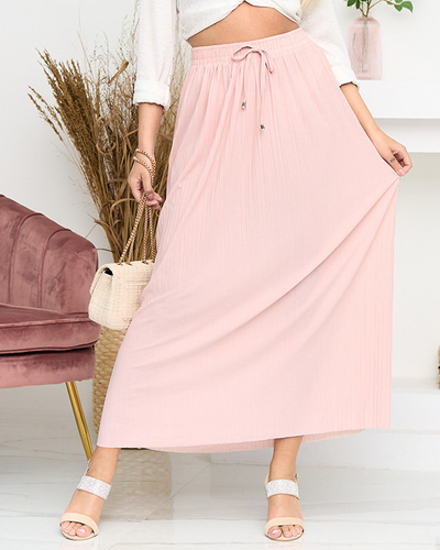 Jupe mi-longue plissée rose pour femme - Chaussures
