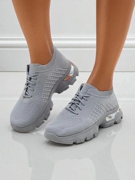 Baskets pour femmes Atenea Light grises en tissu avec semelle plate de 4,5 cm