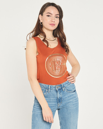 Top femme imprimé camel doré - Vêtements