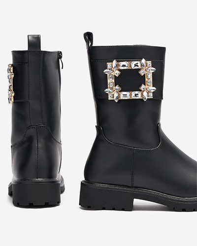 Bottes en éco-cuir noir pour femmes avec embellissement Xetika - Footwear