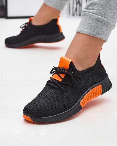 Chaussures de sport noires pour femmes avec inserts orange Keteti - Chaussures