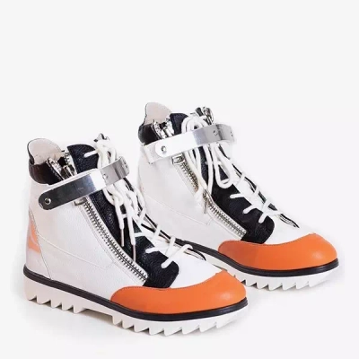 OUTLET Bottines de sport blanches finition laquée Krillas - Chaussures