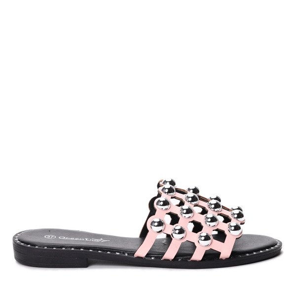 Babouches roses et noires à jais de chez Iziasena - Footwear