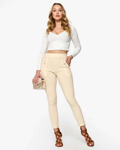 Teggings femme avec embellissements en beige - Vêtements