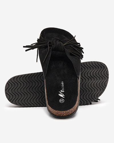 Chaussons pour femmes avec franges en noir Guttis - Footwear