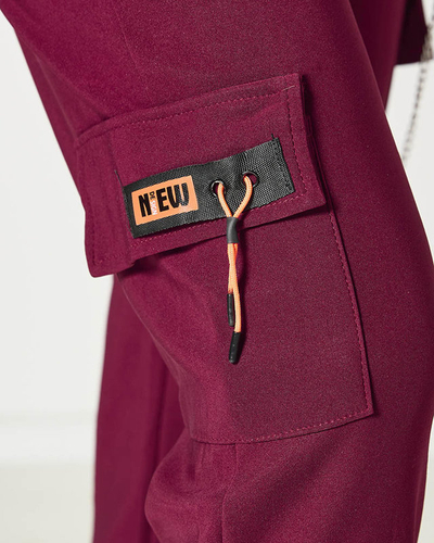 Pantalon de combat marron pour femme avec chaîne- Vêtements