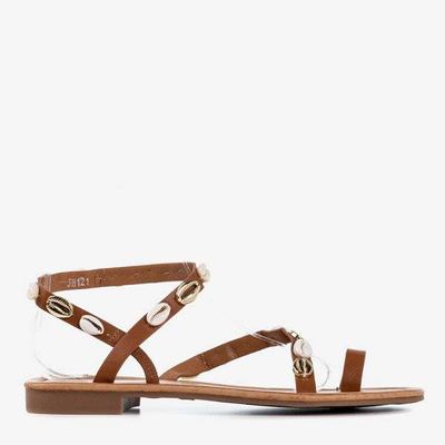 Sandales femme marron avec coquilles - Chaussures 1