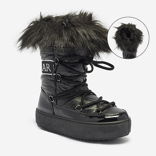 Bottes de neige a'la noires pour enfants avec fourrure Asika - Chaussures
