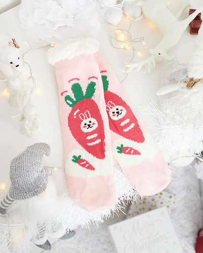 Chaussettes pour femmes rouges avec motif de Noël - Sous-vêtements