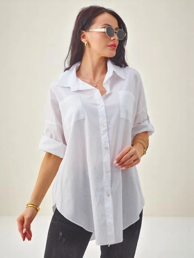 Chemise en coton pour femmes Royalfashion avec manches 3/4