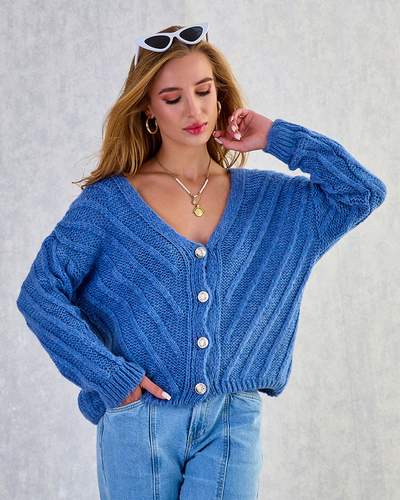 Royalfashion Pull tricoté pour femme avec boutons
