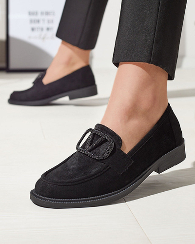 Mocassins noirs pour femmes avec ornement Fogras- Footwear